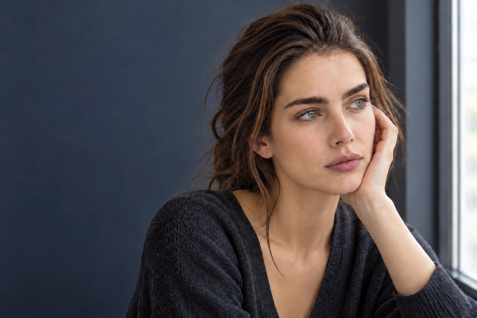An everyday moment of skincare in soft window light