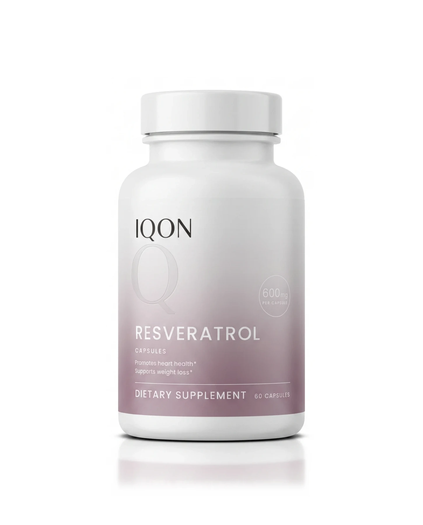 IQON Resveratrol bottle in directional studio light